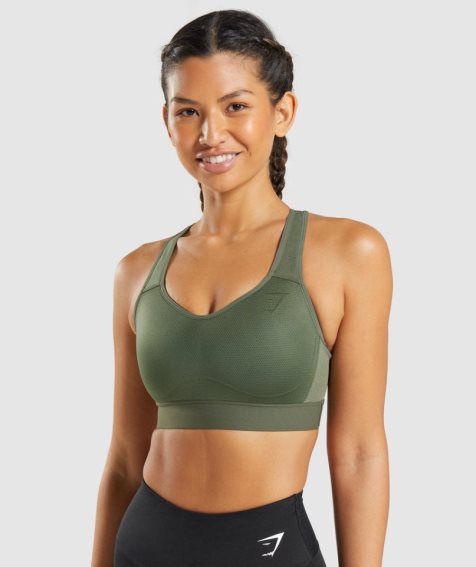 Women's Gymshark Lightweight High Support Sports Bra Olive | CA 083N1D